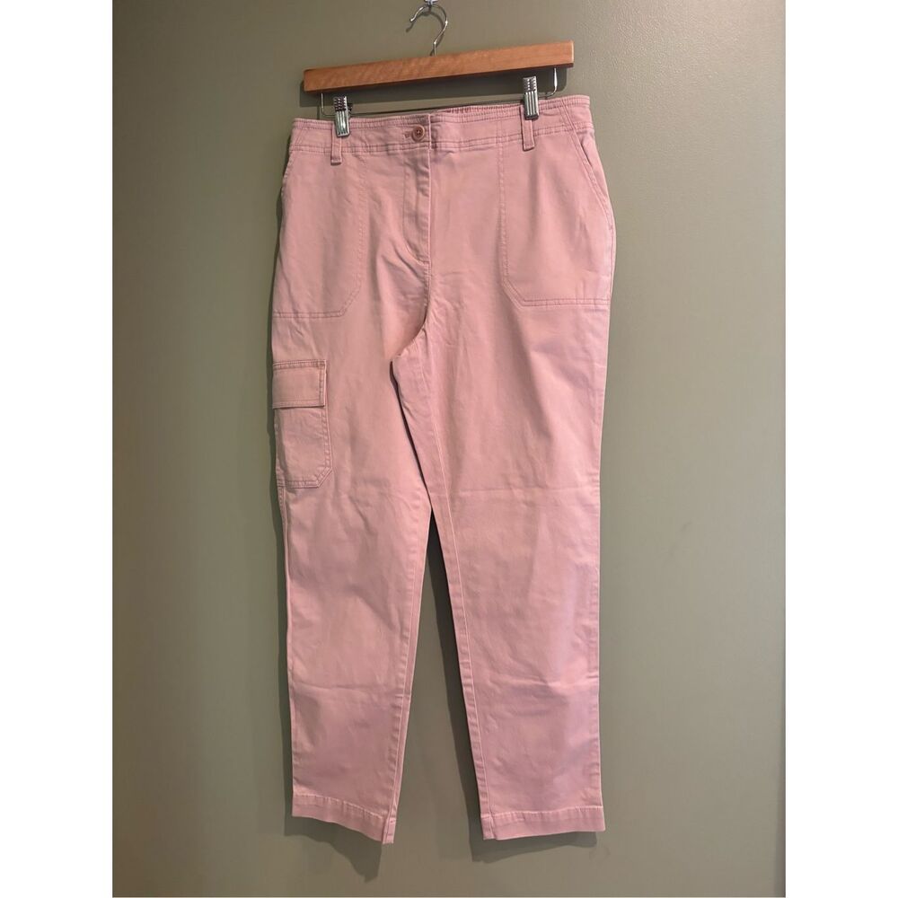 Talbots 10 NWOT elastic back pale pink straight leg slim fit cargo pants